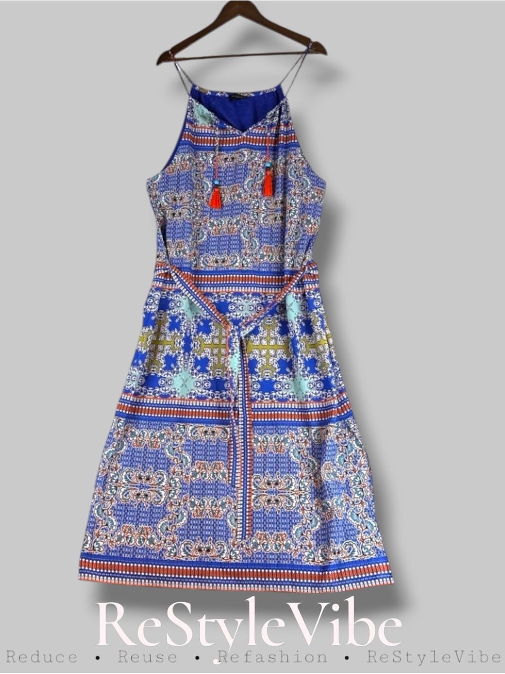EXPRESS Women’s Size XL Dress Midi Maxi Length Boho Pattern Tassels